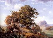 Oehme, Ernst Ferdinand An Autumn Afternoon near Bilin in Bohemia Spain oil painting artist